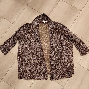 Snakeskin Print Open-Front Cardigan 3/4 Length Sleeves